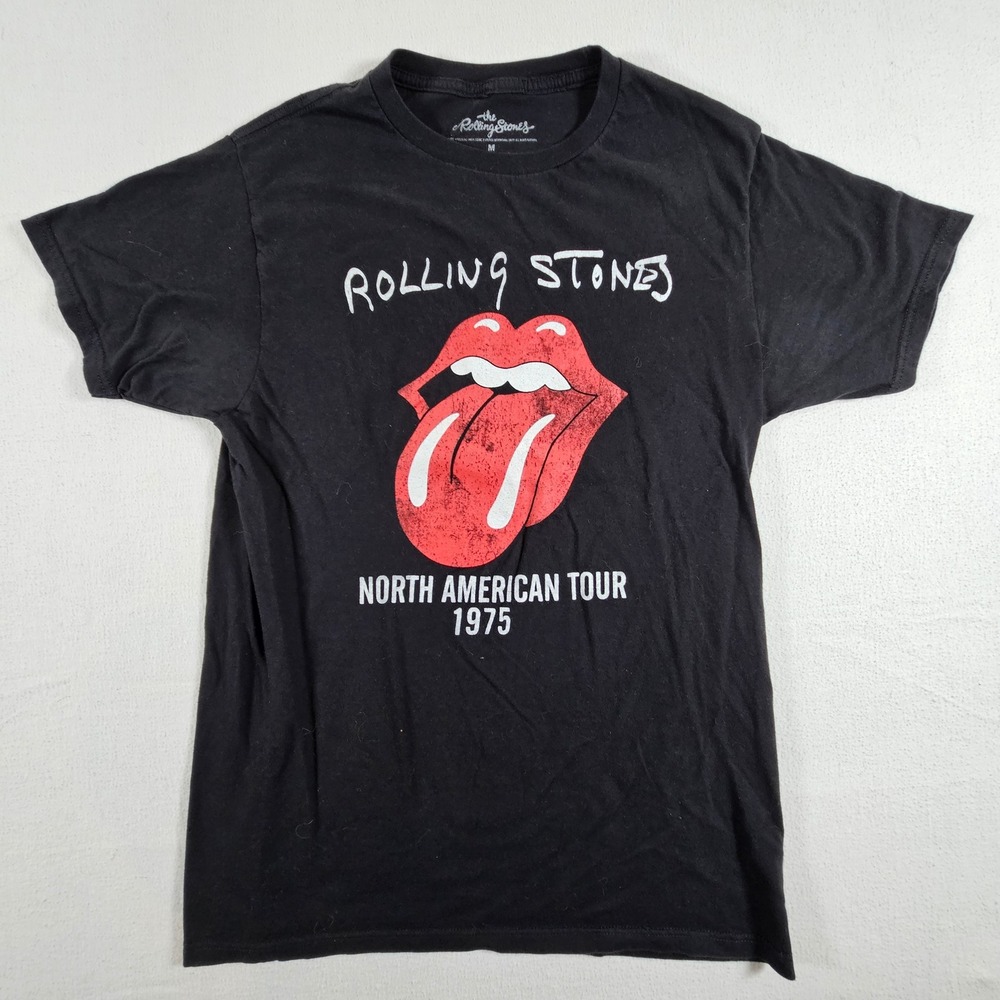 The Rolling Stones Graphic T-Shirt Men M Black North American Tour 1975 Tee